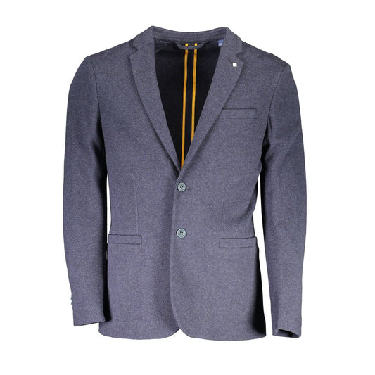 Blue Cotton Men Jacket