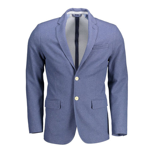 Blue Polyester Men Jacket