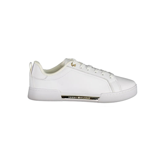 Chic White Lace-Up Sneakers with Contrast Detail