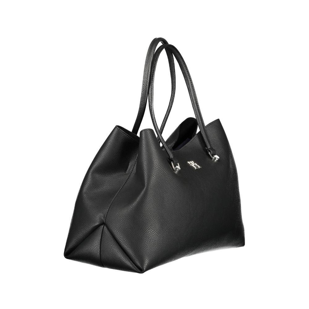 Black Polyester Women Handbag