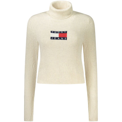 Beige Polyester Women Sweater Turtleneck