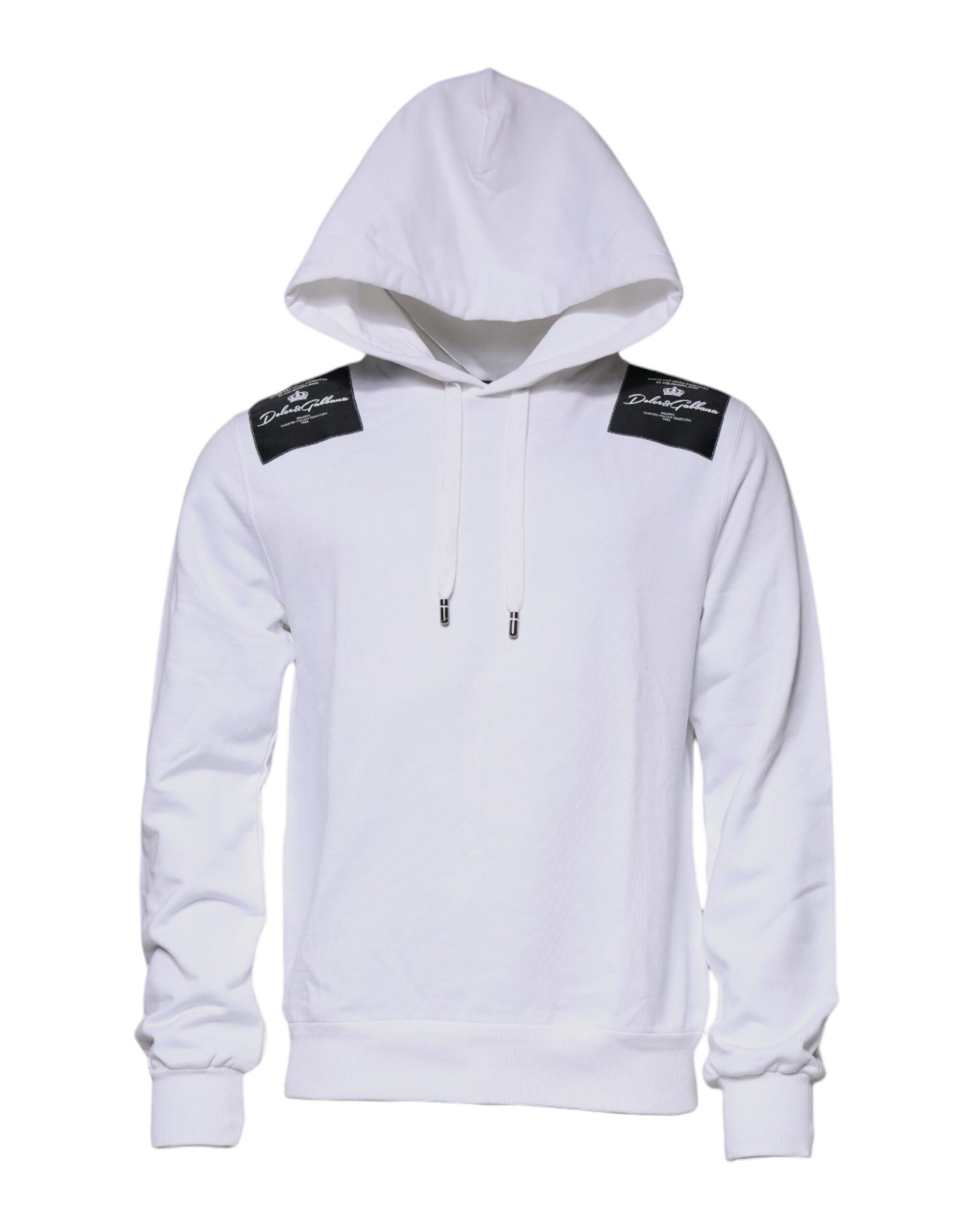 White Logo Cotton Hooded Sweatshirt Sweater