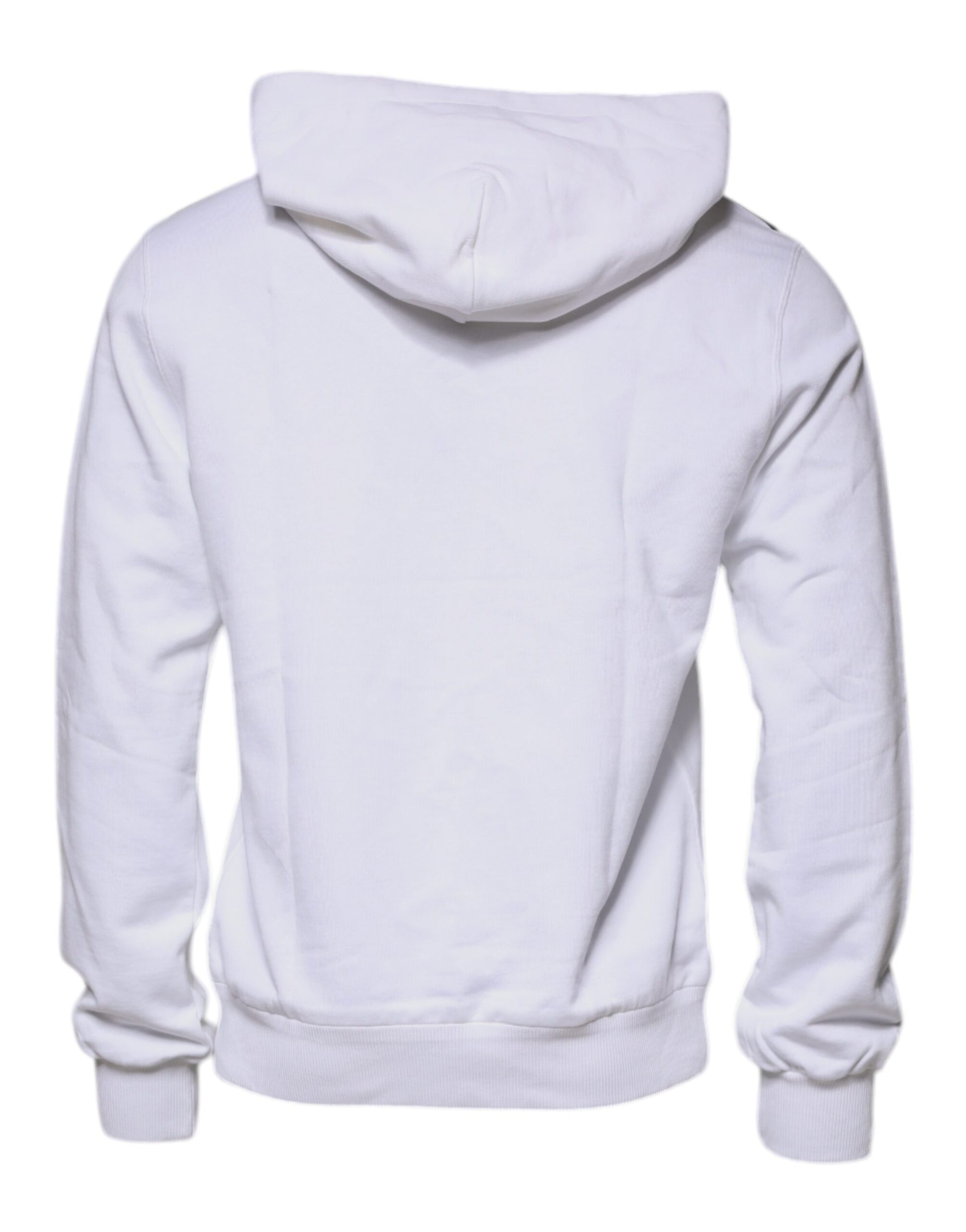 White Logo Cotton Hooded Sweatshirt Sweater