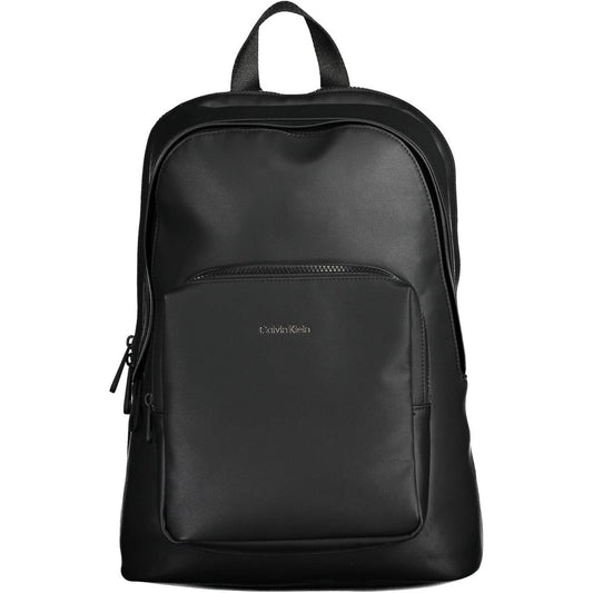 Black Polyester Men Backpack