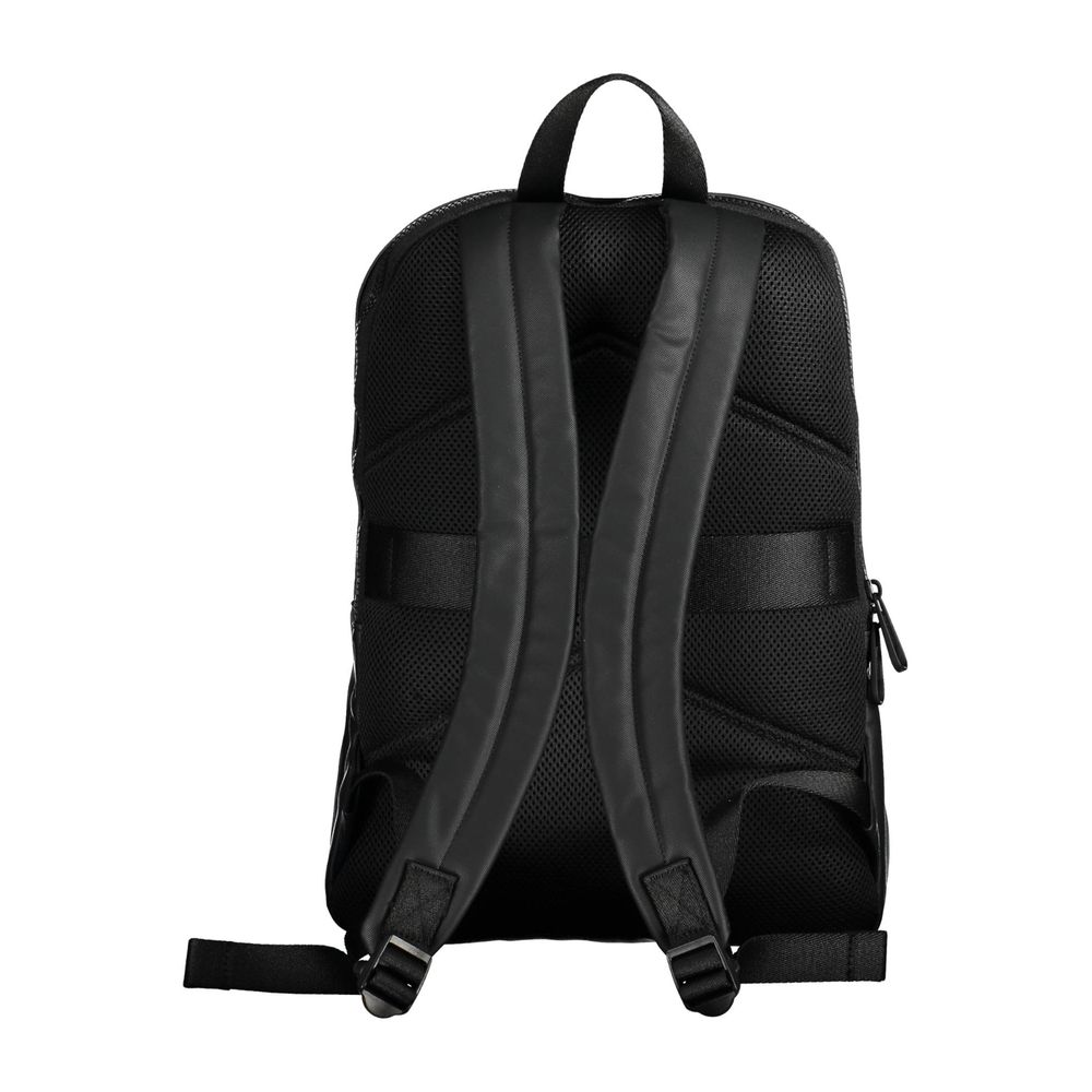 Black Polyester Men Backpack