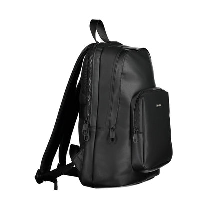 Black Polyester Men Backpack