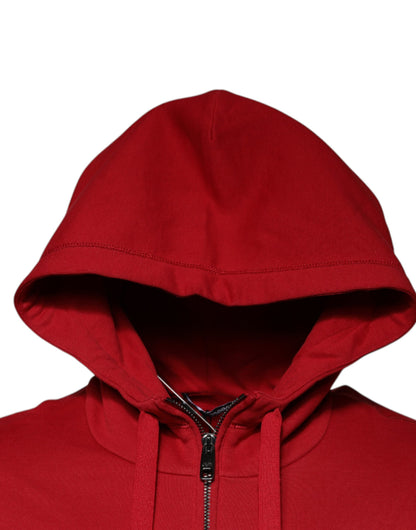 Red Logo Full Zip Hooded Sweatshirt Sweater