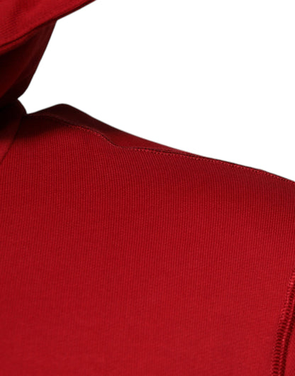 Red Logo Full Zip Hooded Sweatshirt Sweater