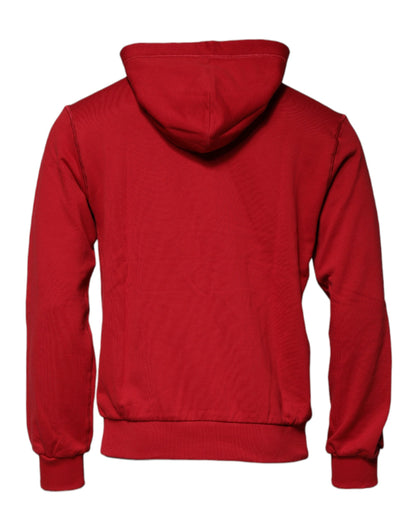 Red Logo Full Zip Hooded Sweatshirt Sweater