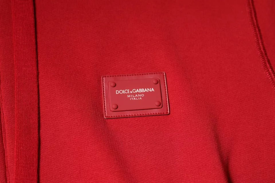 Red Logo Full Zip Hooded Sweatshirt Sweater