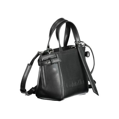 Black Polyester Women Handbag