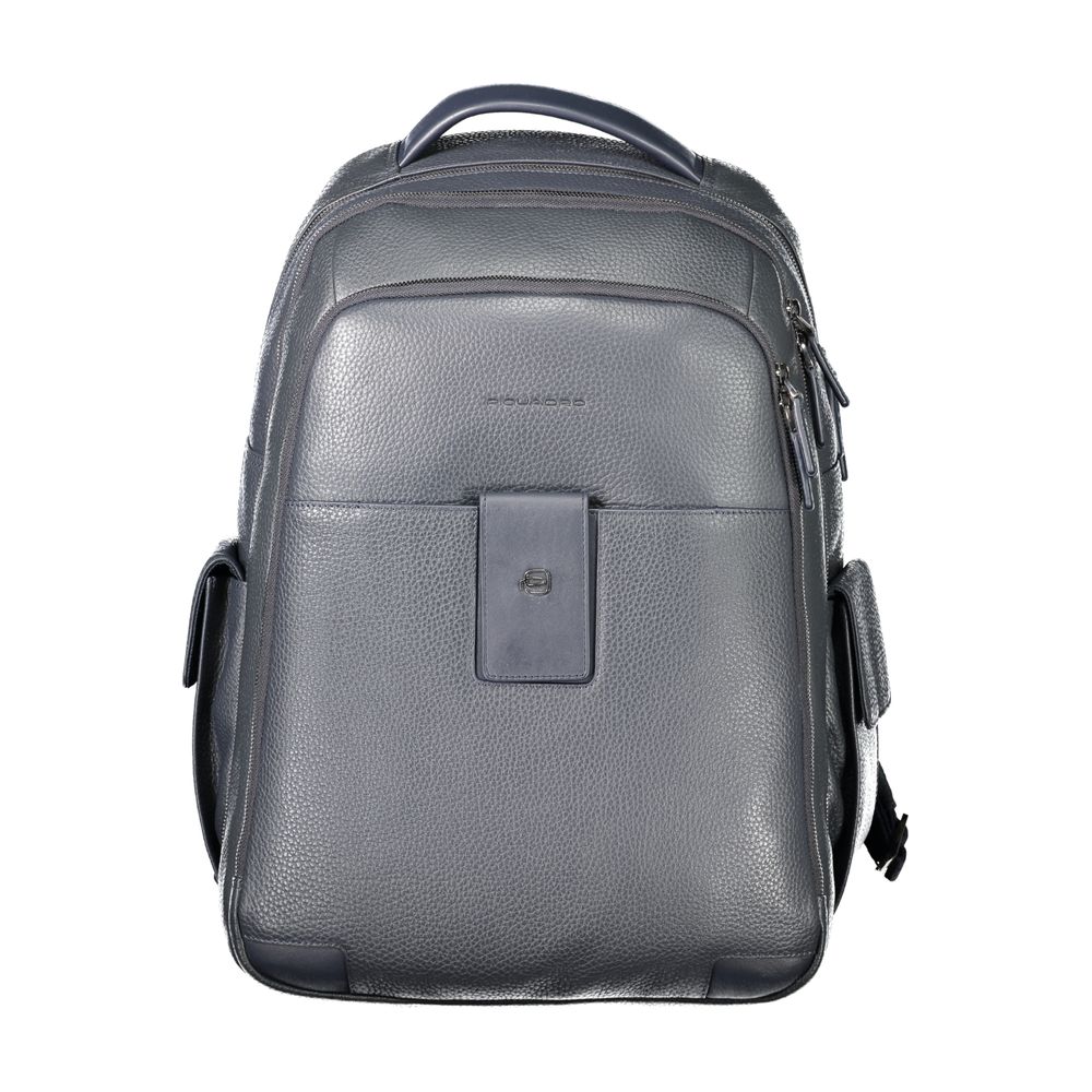 Blue Leather Men Backpack