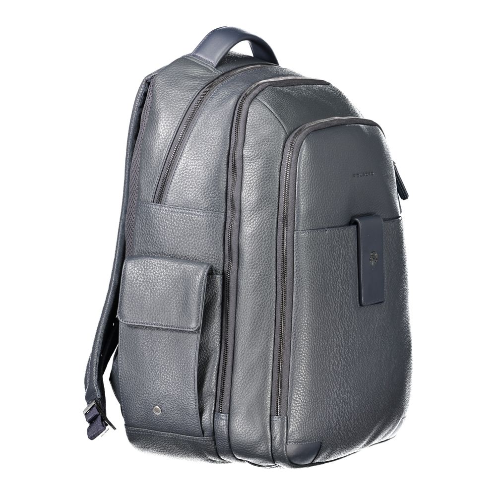 Blue Leather Men Backpack