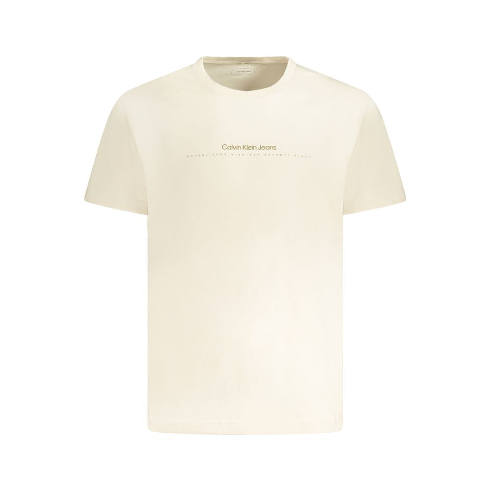 Beige Cotton Men T-Shirt