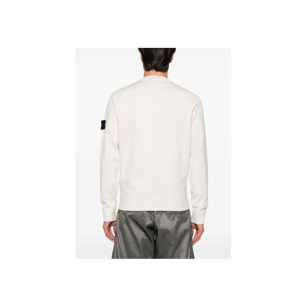 White Wool Men Sweater