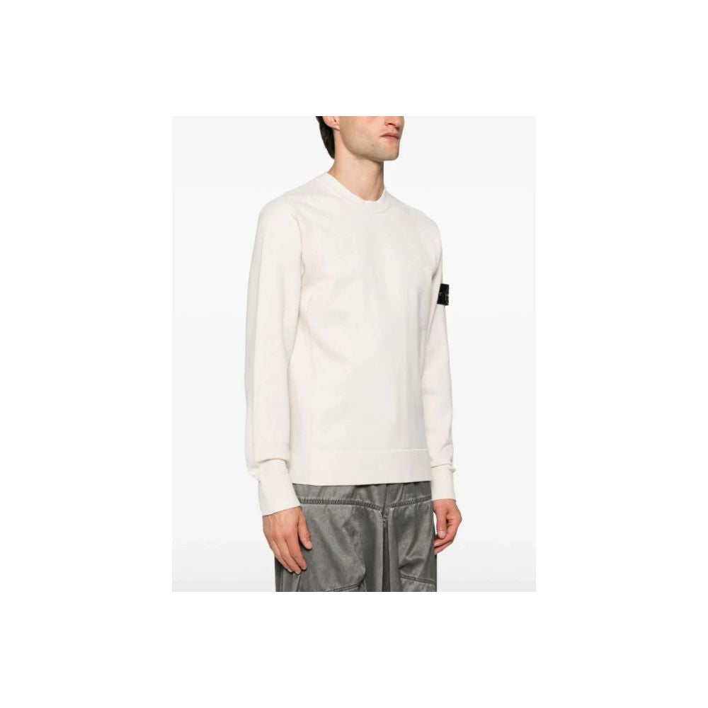 White Wool Men Sweater