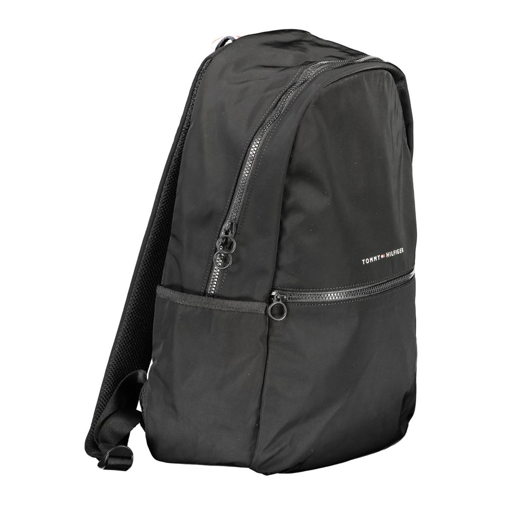 Black Polyester Men Backpack