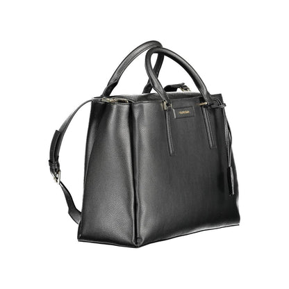 Black Polyester Women Handbag