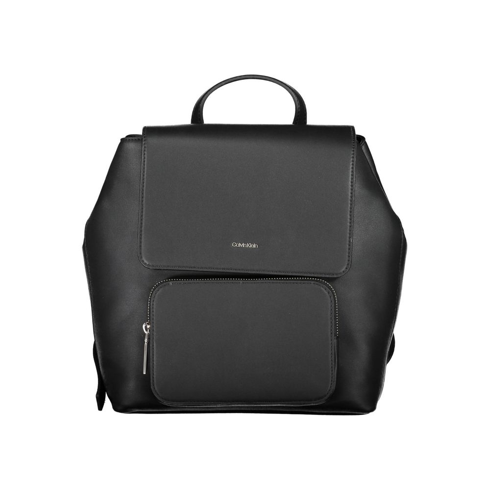 Black Polyester Women Backpack