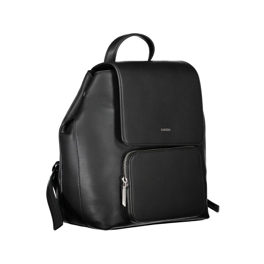 Black Polyester Women Backpack