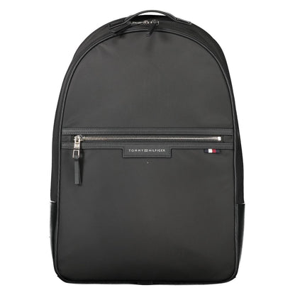 Black Polyester Men Backpack