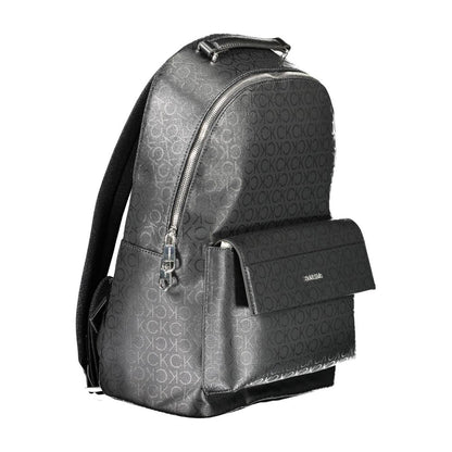 Black Polyester Men Backpack