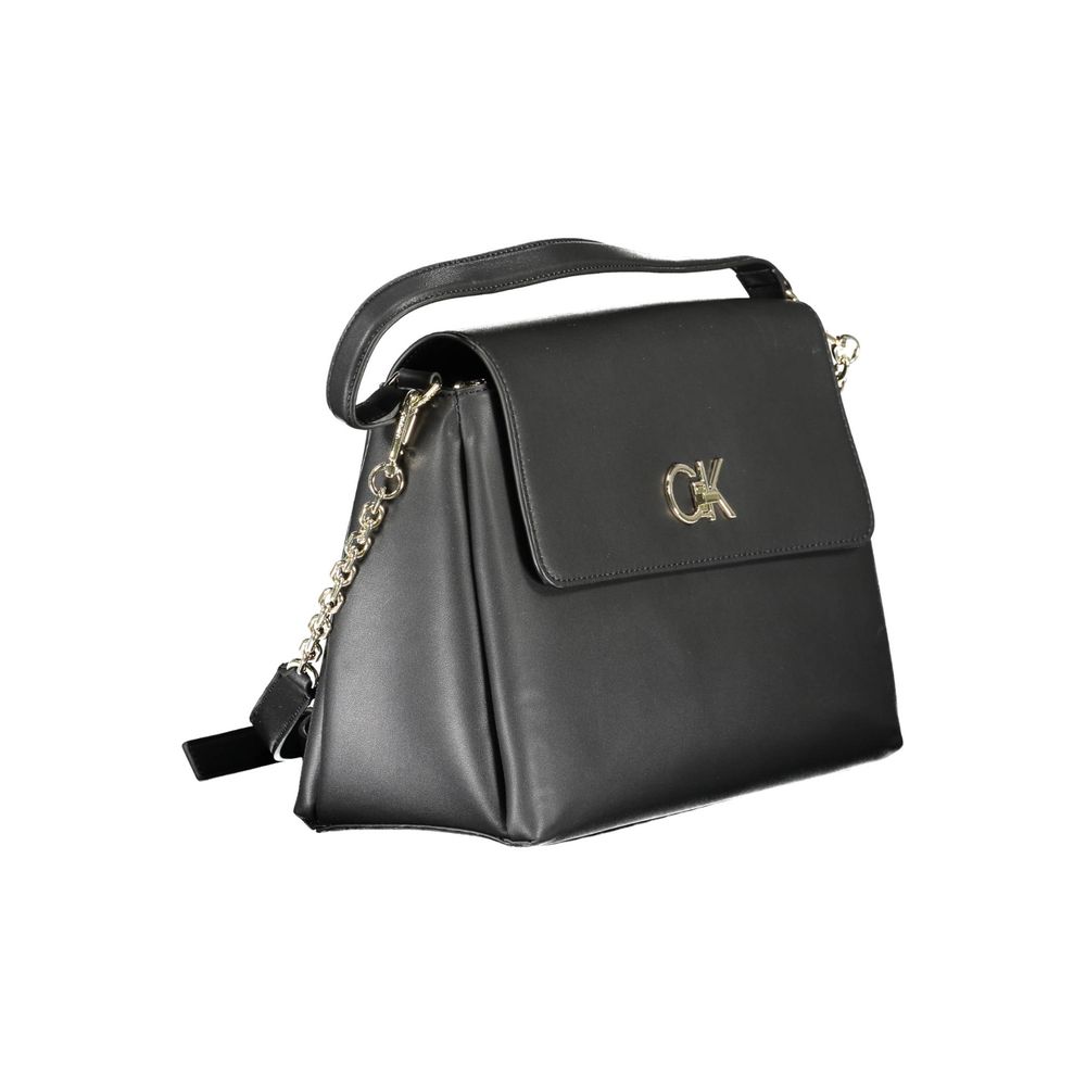 Black Polyester Women Handbag