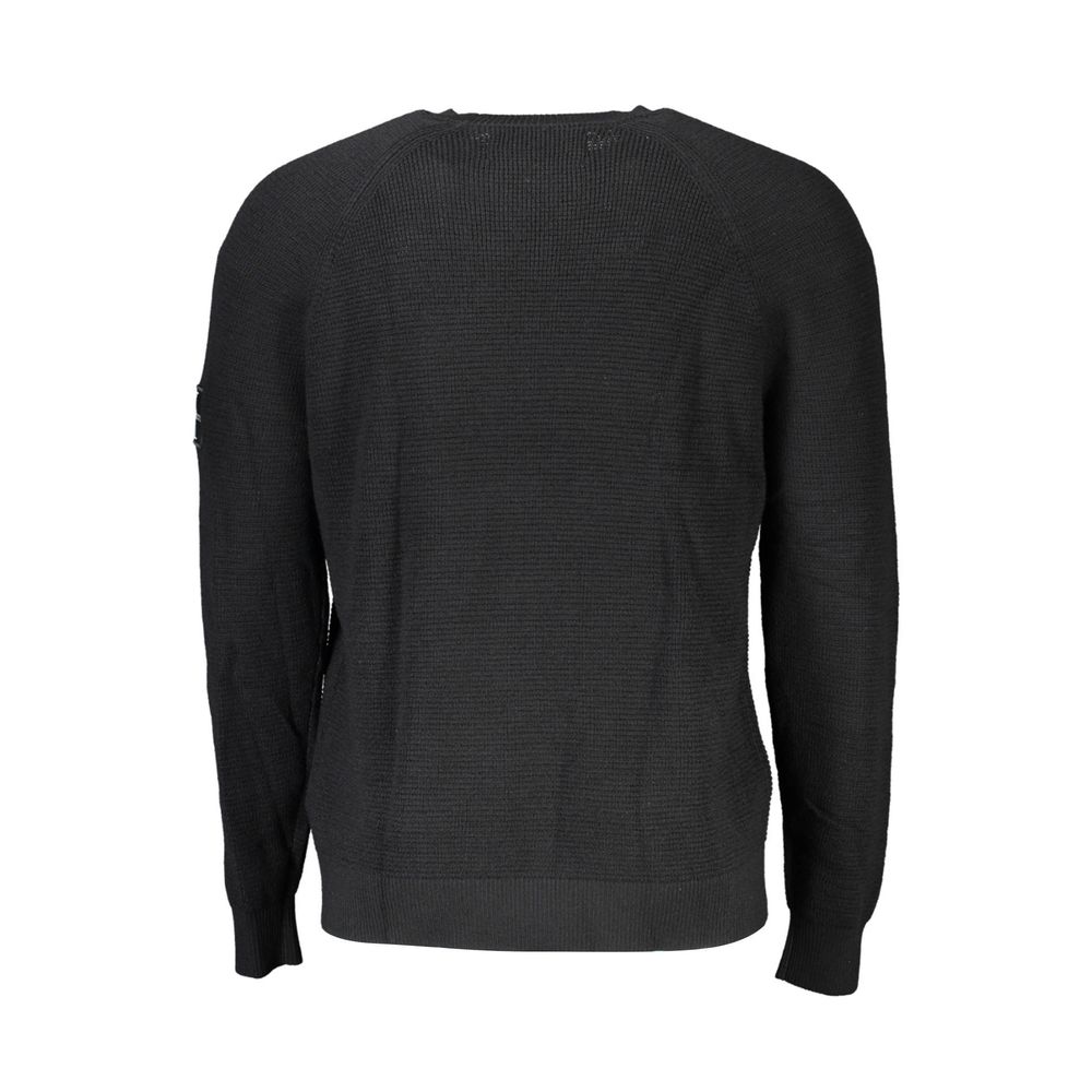 Elegant Black Wool Sweater - Long Sleeved Crew Neck