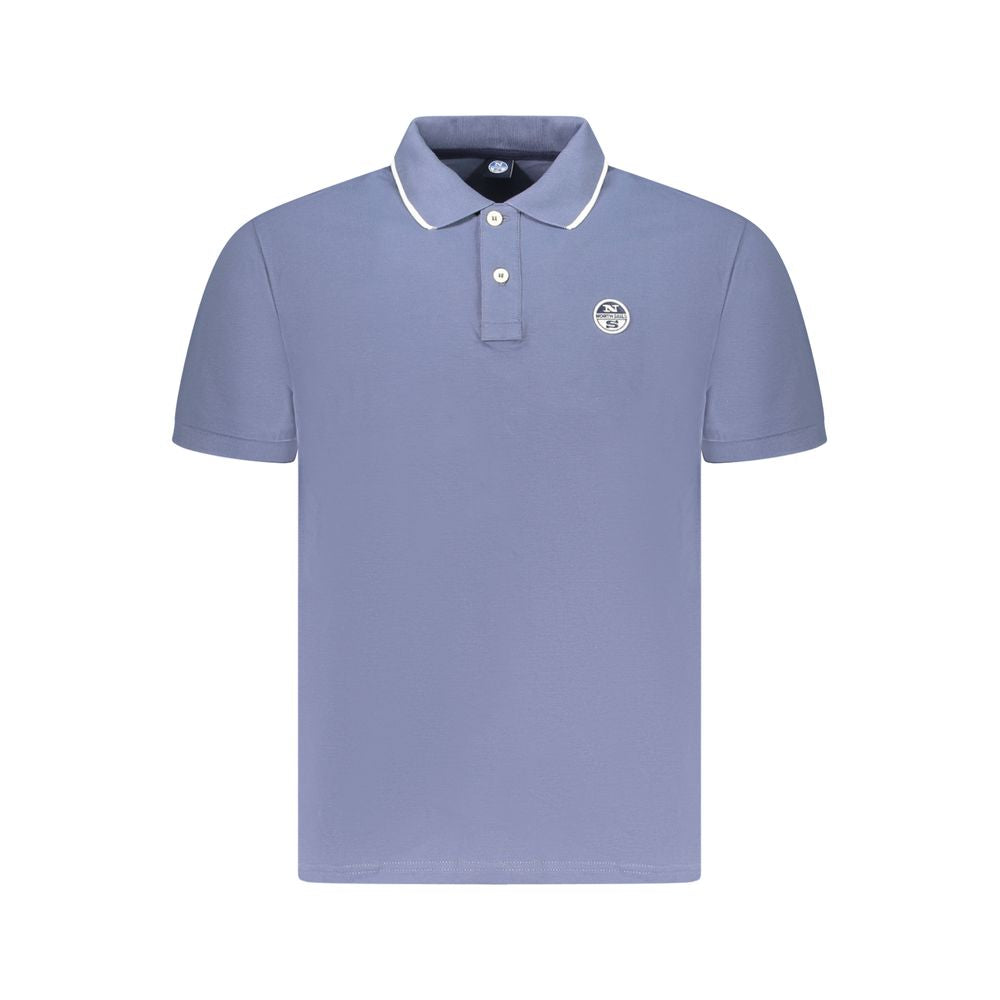 Blue Cotton Men Polo Shirt