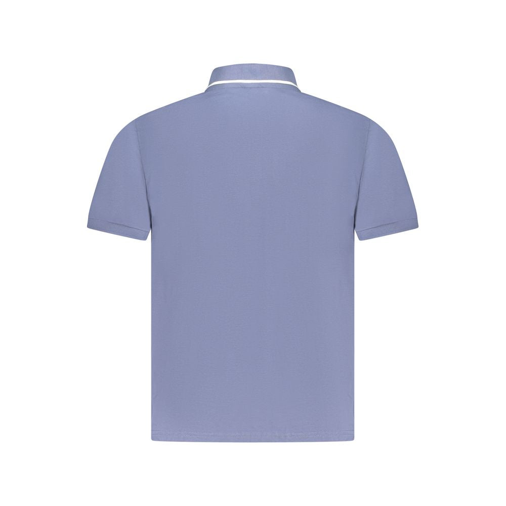 Blue Cotton Men Polo Shirt