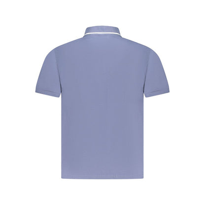 Blue Cotton Men Polo Shirt