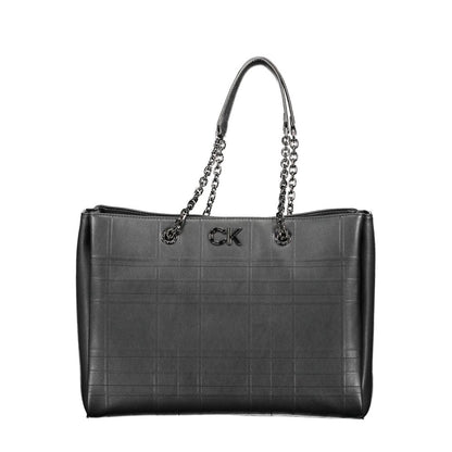 Black Polyester Women Handbag