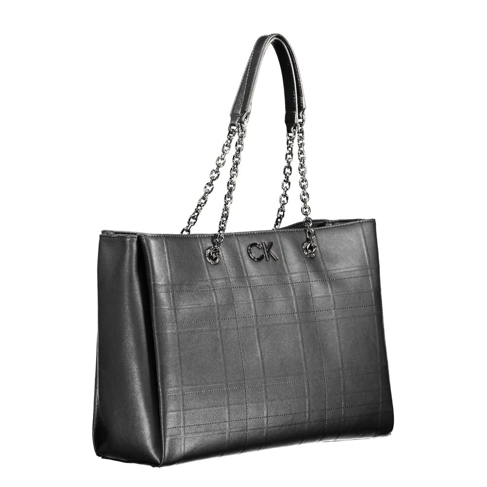 Black Polyester Women Handbag