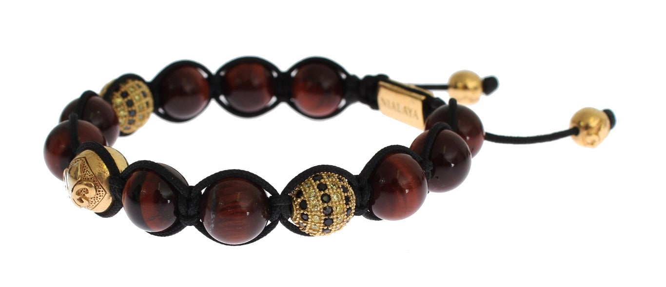 Radiant Red Tiger Eye & CZ Gold Bracelet